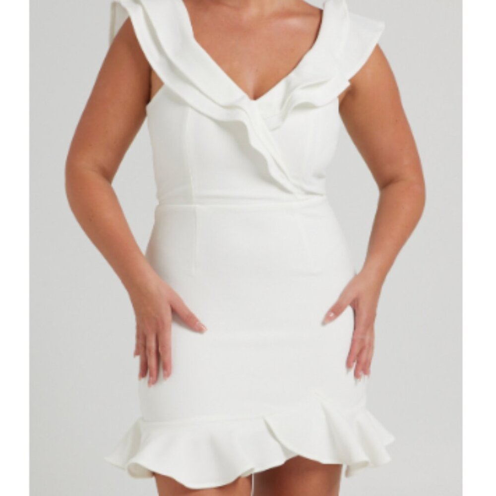 Showpo white ruffle dress